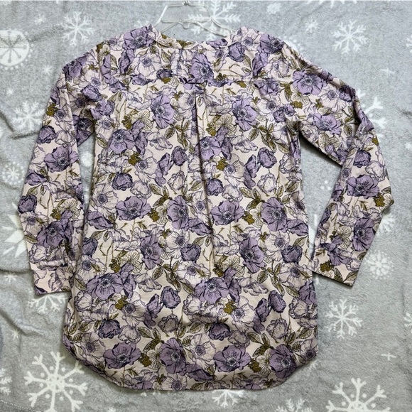Duluth Trading Womens Shirt Size Small Purple Floral Wrinklefighter Tunic Top - Picture 2 of 7